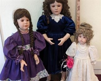 Blue Velvet And Lace Porcelain Dolls