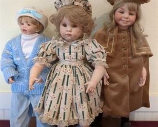 Cuties In Hats Hand Painted Porcelain Dolls