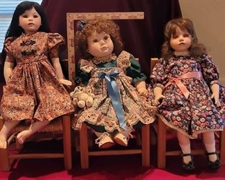 Fancy Florals Sitting Porcelain Dolls