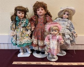 Flowers And Bows Hand Painted Porcelain Dolls