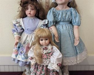 Gingham And Roses Porcelain Dolls