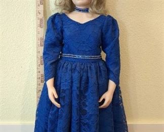Graceful Blue Lace Hand Painted Porcelain Doll