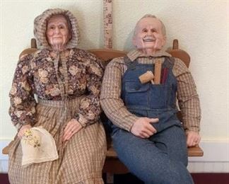 Grandma And Grandpa Settin On The Porch Hand Painted Porcelain Dolls