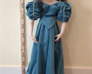Large DarkHaired Beauty in Teal  Hand Painted Porcelain Doll
