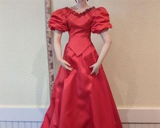 Large Lady In Red Hand Painted Porcelain Doll