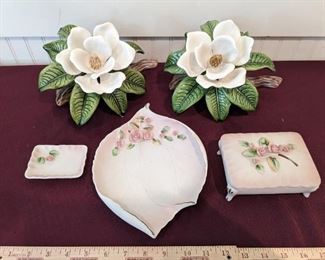 Magnolias And Roses Pretty Floral Trinket Dishes And More