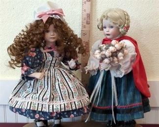 Snow White And Rose Red Hand Painted Porcelain Fairytale Dolls