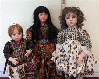 Southwestern Style And Scottie Dogs Porcelain Dolls