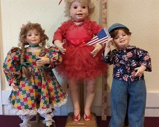 Stars And Stripes And Sequins Hand Painted Porcelain Dolls