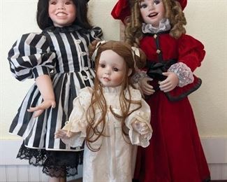 Stripes And Velvet Porcelain Dolls