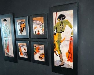 Set of enameled wall prints Matadors and bulls $350