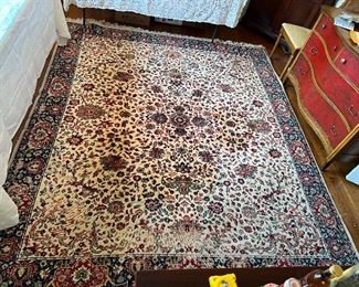 Wool handmade rug 95"W x 114"L