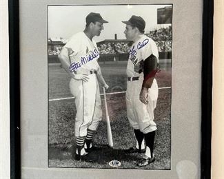Framed autographed photo of Stan Musial & Yogi Berra with COA