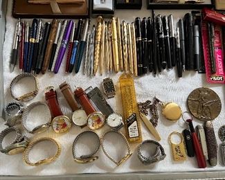 Huge collection of wristwatches & fountain pens