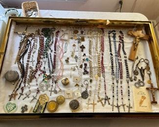 Collection of rosaries & other Christian jewelry 