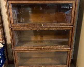 Antique Weis Quartersawn Oak Mission Barrister Library Bookcase with Bottom Drawer / Lawyers Cabinet