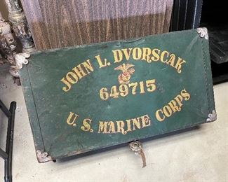 US Marine Corps hand-painted antique trunk