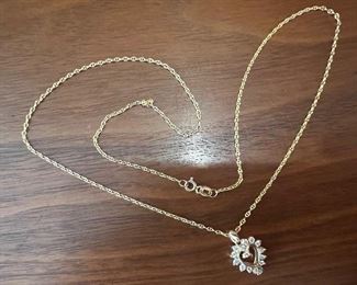 14K Gold necklace with diamond heart shaped pendant