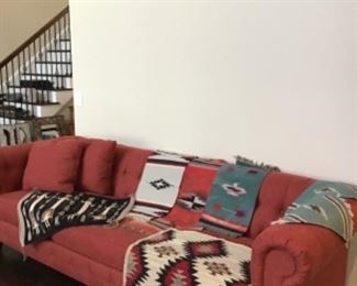 Beautiful sofa. freshly cleaned by Stanley Steamer! Gorgeous Hand made American  Indian rugs
