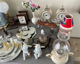 Decorative clocks, small, decorative, lampshades, angels, decorative round, glass mirror trays