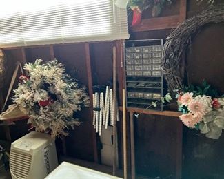 Dehumidifier, wind chimes, And grapevine wreath