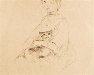 Berthe Marisol original dry-point etching