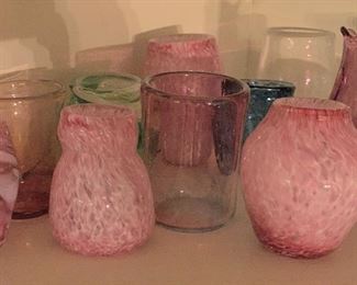 Hand blown pink glass