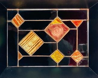 Small work, opaque black glass with dichroic insets