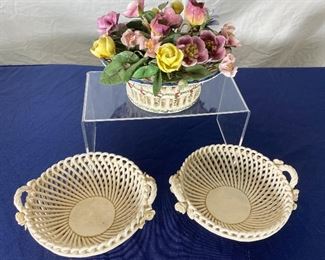 Impressively-sized porcelain baskets, capodimante flower basket