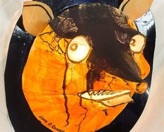 3-D sculptural mask, lights from within