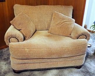 Lane Furniture Overstuffed Upholstered Oversized Armchair With Throw Pillow, 37" x 55" x 42"