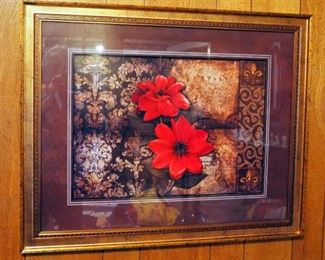 Michael Marcon Matching Framed Prints, Qty 2, 27" x 17" And Contrasting Floral Print, 25.5" x 31.5"