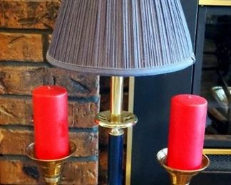 Brass Toned 29" Candlestick Lamp And Brass 9" Candlestick Holders, Qty 2