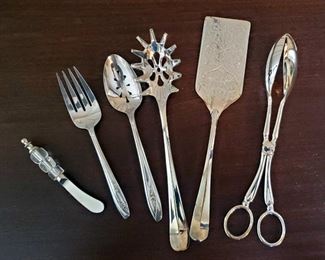 Silver Plated Serving Utensils, Qty 6