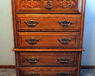 Laminate Wood 5-Drawer Chest Of Drawers, 54" x 38.5" x 19"