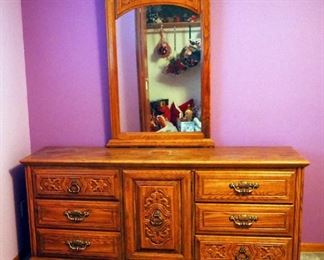 Laminate Wood 9-Drawer Dresser With Detachable Mirror, 78" x 72" x 19"