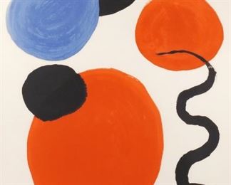 ALEXANDER CALDER (1898-1976) | Untitled composition, 1969
Lithograph in colors on Arches paper
Pencil signed lower right, ed. 3/125 lower left, watermarked Arches paper
h. 26 w. 20 in. (sight)
overall: 33-1/2 x 27-1/4 in. (frame)