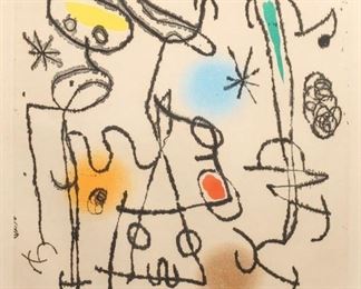 JOAN MIRO (1893-1983) | Paroles Peintes III, 1967
Etching with aquatint
Signed in pencil and numbered 24/50, from the total edition of 219, published by �ditions O. Lazar-Vernet, Paris , 1967. Framed. (Dupin 446; Cramer Books 116)
h. 9-1/2 w. 8-1/2 in. (plate)
overall: 20-1/2 x 18-1/2 in.