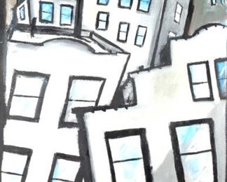 LAWRENCE ALEXANDER WILLETTE (AMERICAN, 1952-2005) | Still life/cityscape, 1998
Oil on canvas
Signed and dated lower left
h. 54 d. 31 in.
overall: 62-1/4 x 39 in. (frame)