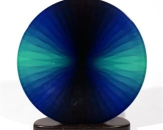 TOKUDA YASOKICHI III (1933-2009) | Glazed porcelain charger in blues and greens, signed on the bottom dia. 15-1/2 in.