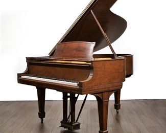 STEINWAY GRAND PIANO | Circa 1913, serial no. 161927, mahogany case, on square tapering legs with panels and spade feet with brackets at knees, original keys
h. 38-1/2 w. 72 d. 56 in.