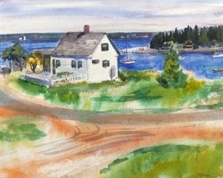 WILLIAM ZORACH (1887-1966) | Coastal View
Watercolor on paper
Signed and dated 1957 lower right
h. 12-3/4 w. 22 in. (sight)
overall: (frame)