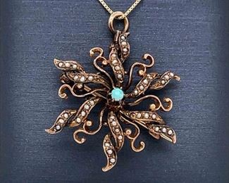 REAL ANTIQUE, OVER 100 YEARS OLD! Pearl & Opal Sea Urchin Squid Pendant/Brooch Pin - Convertable Two Looks in One - 14k Gold Collectors, Heirloom
