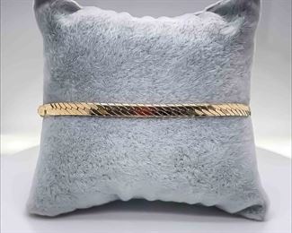 Slim Classic Herringbone Chain Bracelet in 14k Yellow Gold, Perfect for Layering