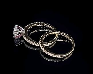 1.65 Carat Diamond Engagement Ring & Wedding Band 2-Piece Matching Bridal Set in 14k Yellow Gold