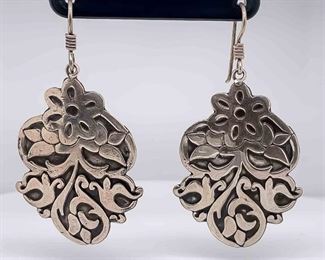 Black & Bright Shine Floral Bouquet Shepherd's Hook Dangle Earrings