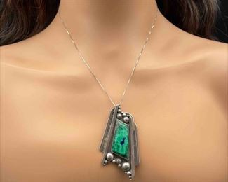 Designer Signed Azurmalachite Navajo Pendant