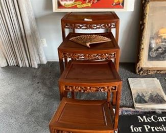 Carved exquisitely stack tables - set of 4