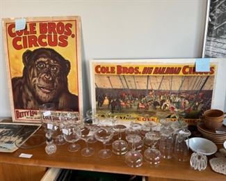 Cole Bros. circus posters; glassware; miscellaneous.