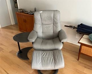 Danish chair, ottoman and side table